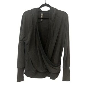 Yogalicious Womens Charcoal Gray Hooded Pullover Sweatshirt Size L (1064)
